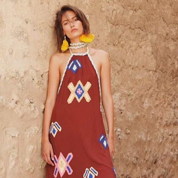 NWT Mochi Hallu Statement Tassel Woven Yellow Boho Fringe Crochet Big Earrings - Picture 9 of 12